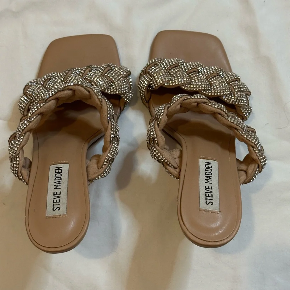 Steve Madden Tan Braided Heeled Mules - Picture 3 of 3